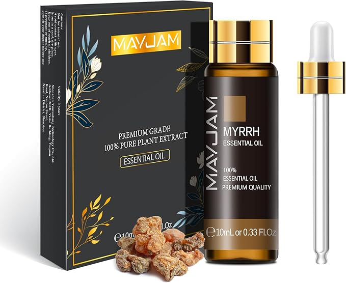 Myrrh Essential Oil, MAYJAM 10ML/0.33FL.OZ Premium Myrrh Oils for Soap Candle Making, Diffuser, Bedroom, Living Room, Office