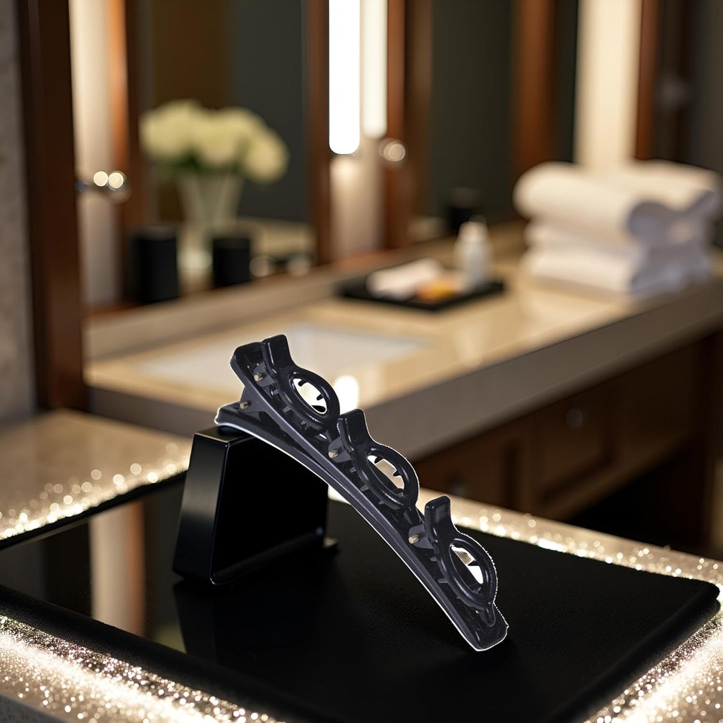 Black Sparkling Crystal Stone Braided Hair Clips,Double Bangs Hair Clips Braided Hairpins, Braided Hair Clip with Rhinestones, Side Bangs Hair Styling for Women, Hair Accessories