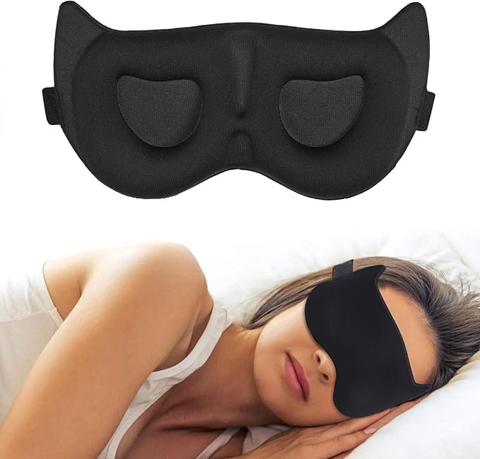 Cute Sleep Eye Mask for Kids, 3D Contoured Cup Sleeping Mask & Blindfold, Concave Molded Night Sleep Mask, Block Out Light, Soft Comfort Eye Shade Cover for Travel Yoga Nap,KD