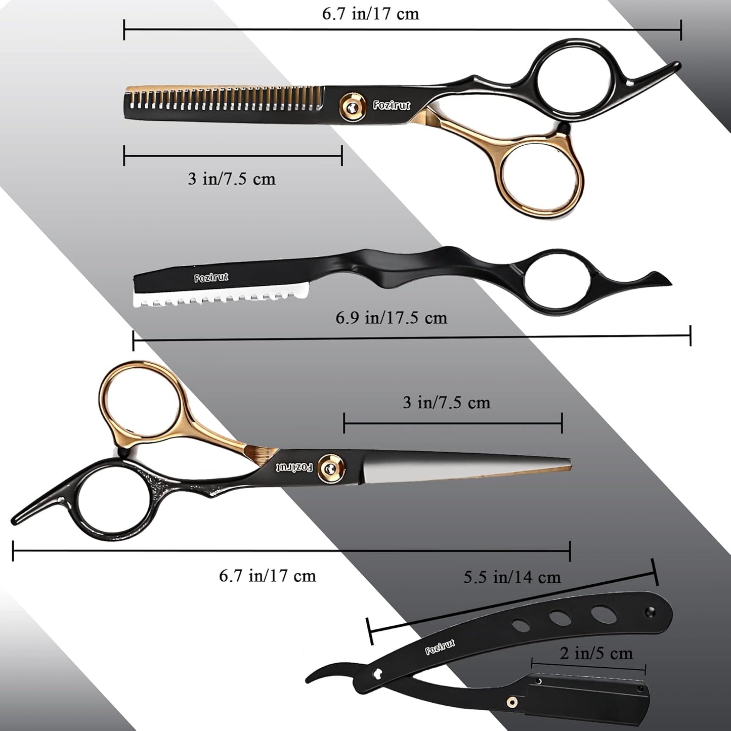 Professional Hair Scissors Thinning Shears Kit, Fozirut Barber Shears Haircutting Scissors Set, Tijeras De Peluqueria Profesional Salon Barber Supplies