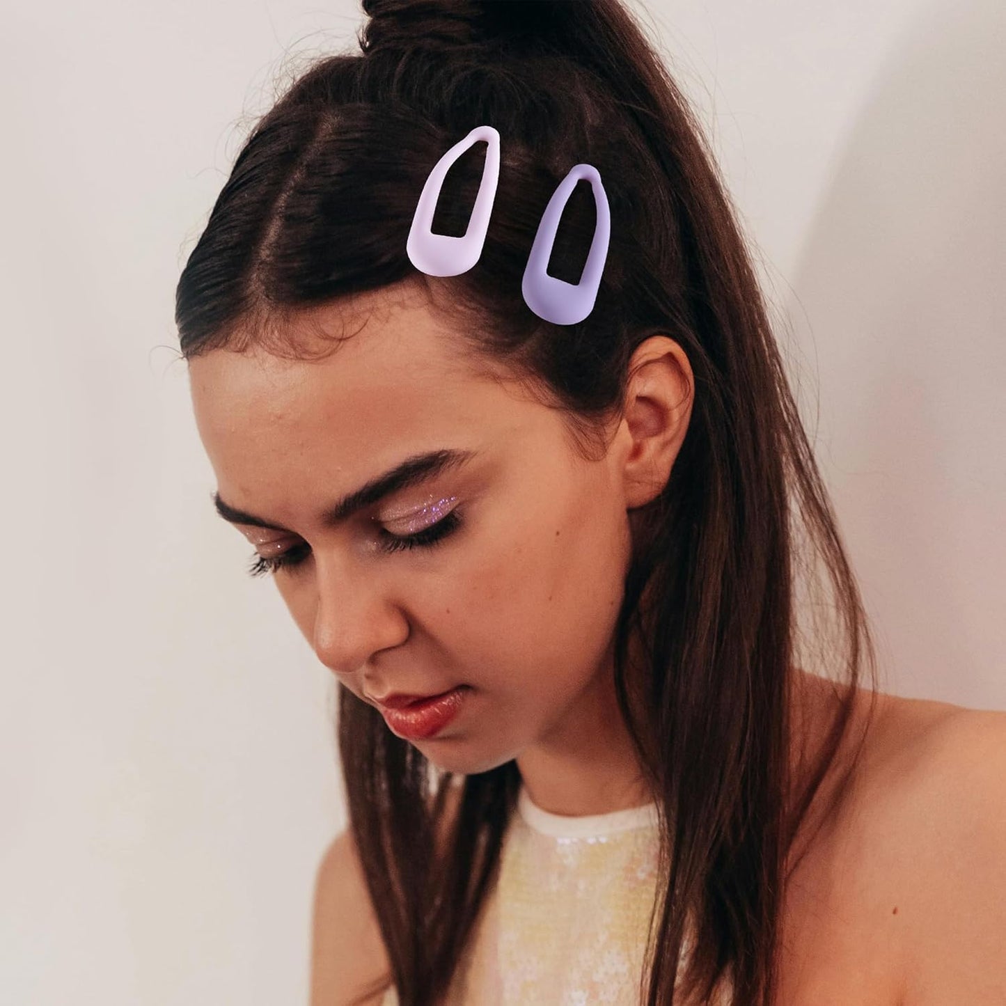 Small Hair Barrettes For Women No Slips Metal Snap Clips For Thin And Fine Hair,Matte Black Multiple Purple,20 PCS,1.97 x 0.5 Inch.