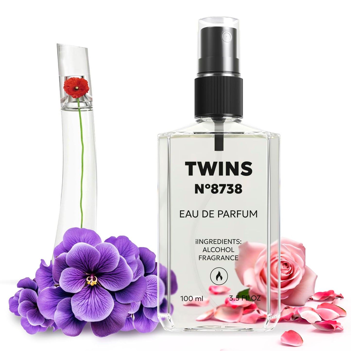 TWINS Impression of Flower By | Perfume for Women Eau de Parfum | No.8738 | 3.4 Fl Oz / 100 ml
