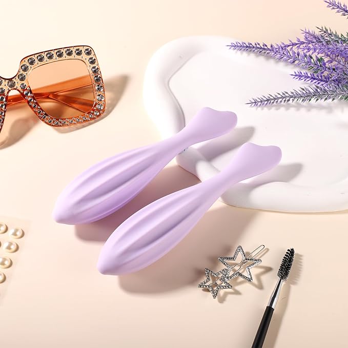 2pcs Face Massage Rollers, 6.99x1.1x0.43in Silicone Facial Rollers Reliable Face Massager Tool Face Skin Care Face Guasha Stick Body Gua Sha Relax for Women(Purple)