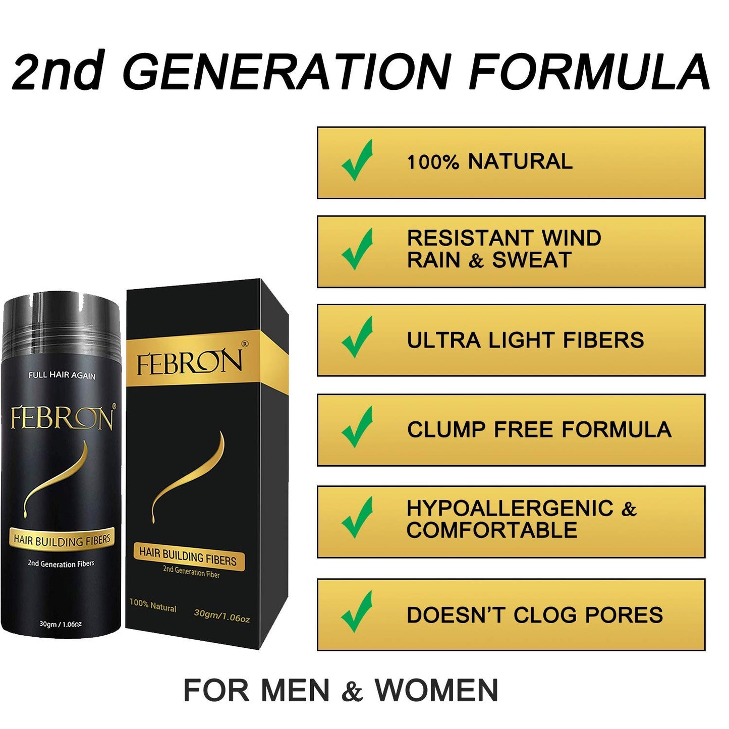 FEBRON Hair Fibers For Thinning Hair LIGHT BROWN Giant 30G For Women & Men Hair Loss Concealer Hair Powder Volumizing Based 100% Undetectable & Natural - Bald Spots Filler
