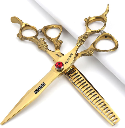 Hair Scissors 6/7/8/9-inch 440C High Hardness For Hairdressers Haircuts Cuttinging Scissors Professional Haircut (7 inch-2pc-A)