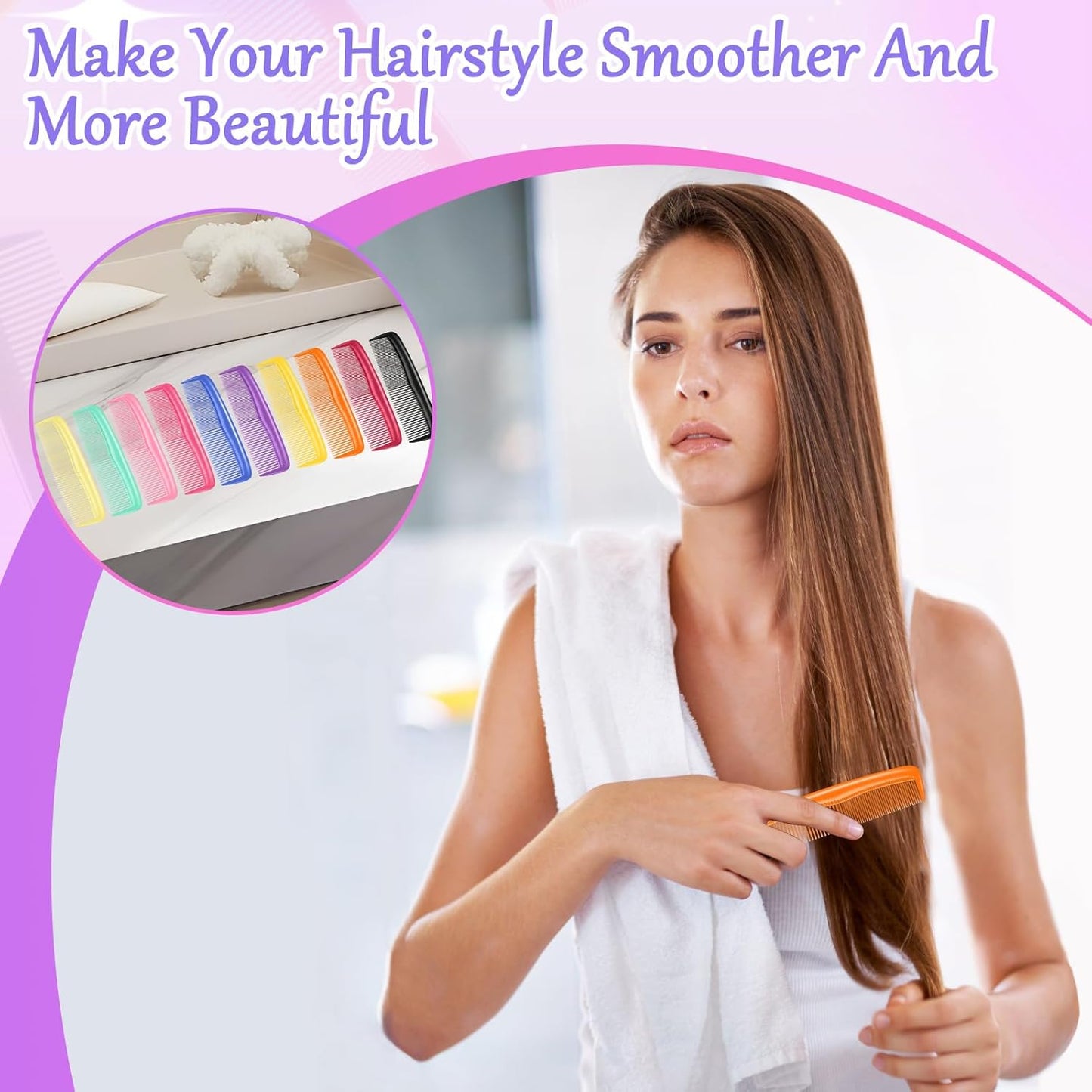 HOFASON 500 Pack Combs Bulk for Women Kids, Individually Wrapped Plastic Pocket Hair Combs Set Small Bulk Travel Combs for Styling, Homeless, Hotel, Shelter, Nursing Home, Charity, 10 Colors