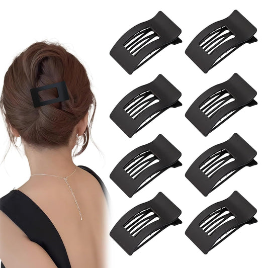 Black 8 Pack French Flat Hair Clips for Women, Chic Matte Barrettes with Non-Slip Design, Lightweight Stylish Hair Accessories for Everyday Looks & Trendy Hairstyles