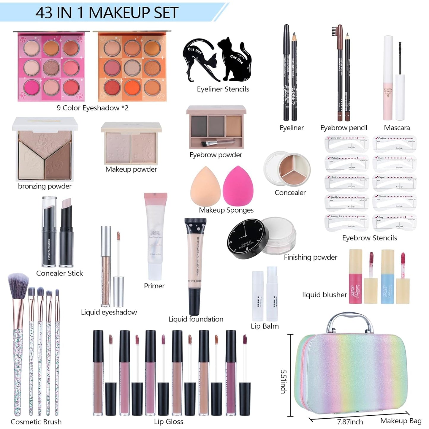 Makeup Kits For Girls Teens, Makeup Gift Set For Women with Eyeshadow Palettes, Brushes, Lip Gloss, Travel Make up Starter Kit For Beginners (C0934)