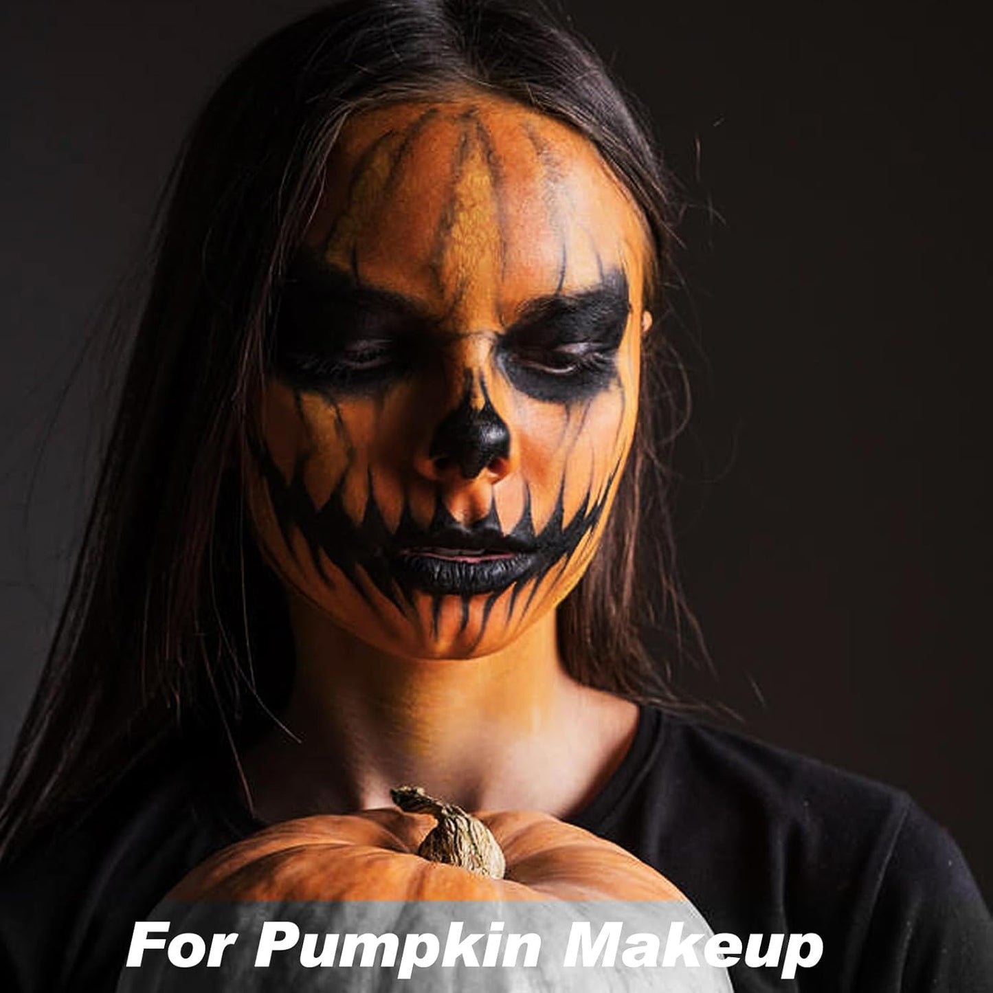 MEICOLY 2Pcs Black and Orange Face Body Paint Stick,Waterproof Face Paint for Halloween Pumpkin Tiger Lion Cosplay Makeup,Eye Black Stick for Baseball/Softball/Football/Lacrosse