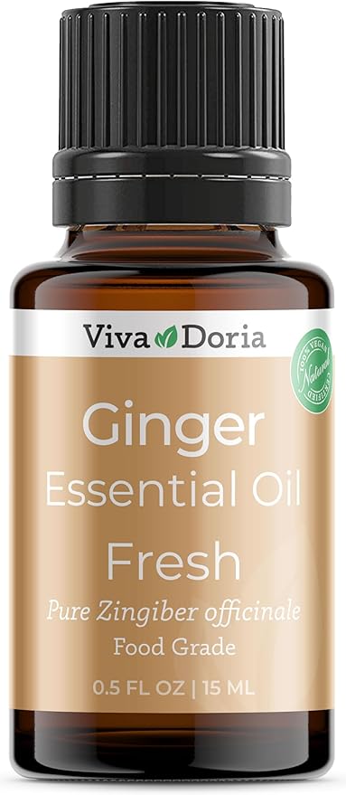 Viva Doria Ginger Essential Oil, 100% Pure Natural, Fresh Ginger Essential Oil, Undiluted, for Aromatherapy | Food Grade, 15 mL (0.5 Fluid Ounce)