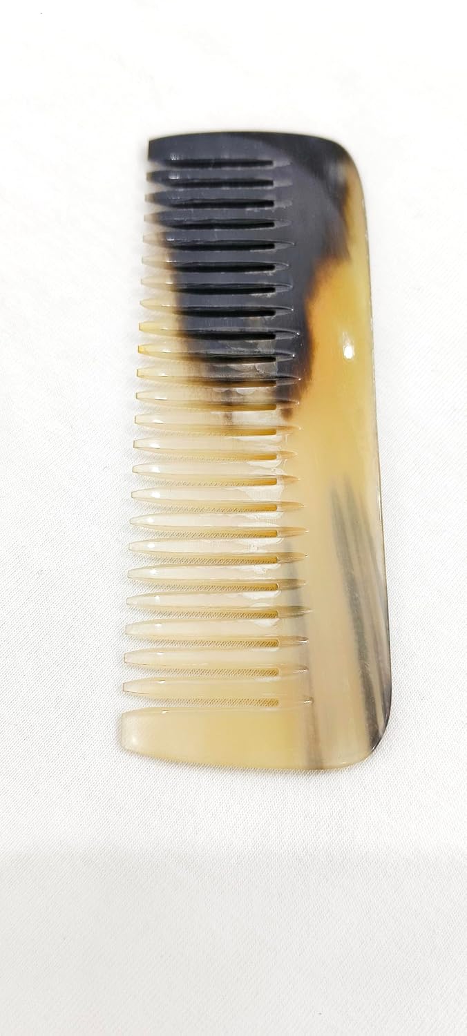 Generic Natural Buffalo Horn Comb, Anti Static, Fine Tooth Hair and Beard Comb (4 Inch)