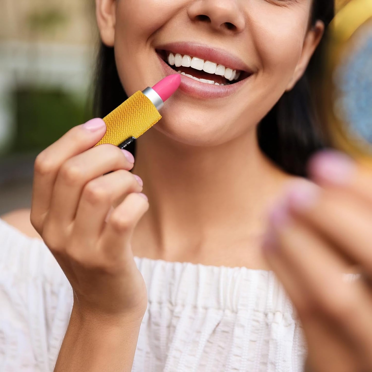 Lip Balm Keychain - Shinny Chapstick & Lipstick Holder - Tight Elastic Holder for Fat & Slim Lip Balms