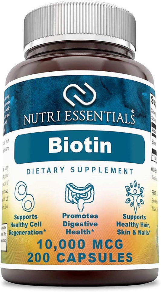 Biotin 10,000 Mcg 200 Capsules (Non-GMO)- Supports Healthy Hair, Skin & Nails - Promotes Cell Rejuvenation and Energy Production*