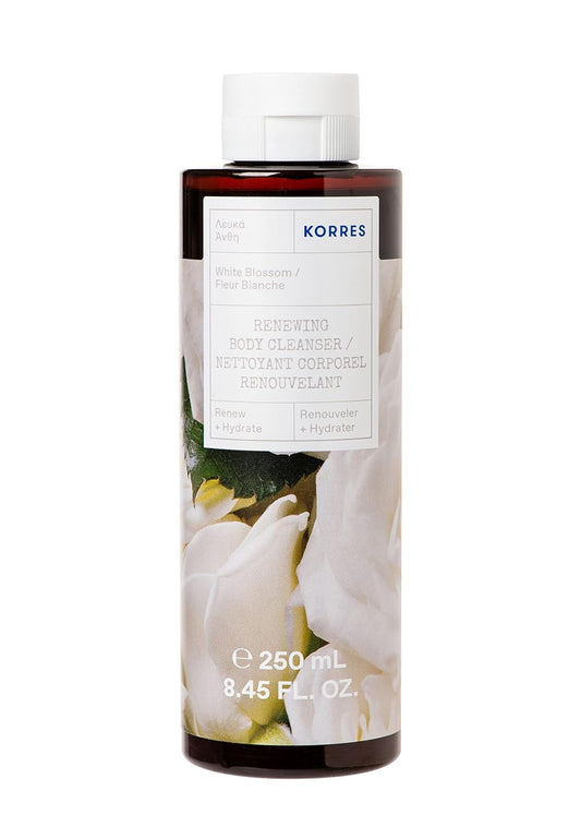 KORRES Renewing Body Cleanser, White Blossom Aroma, Foaming Shower Gel for Women & Men with Greek Botanicals, Gentle Body Wash to Cleanse & Hydrate, Vegan & Cruelty Free, Made in Greece, 8.45 Fl Oz