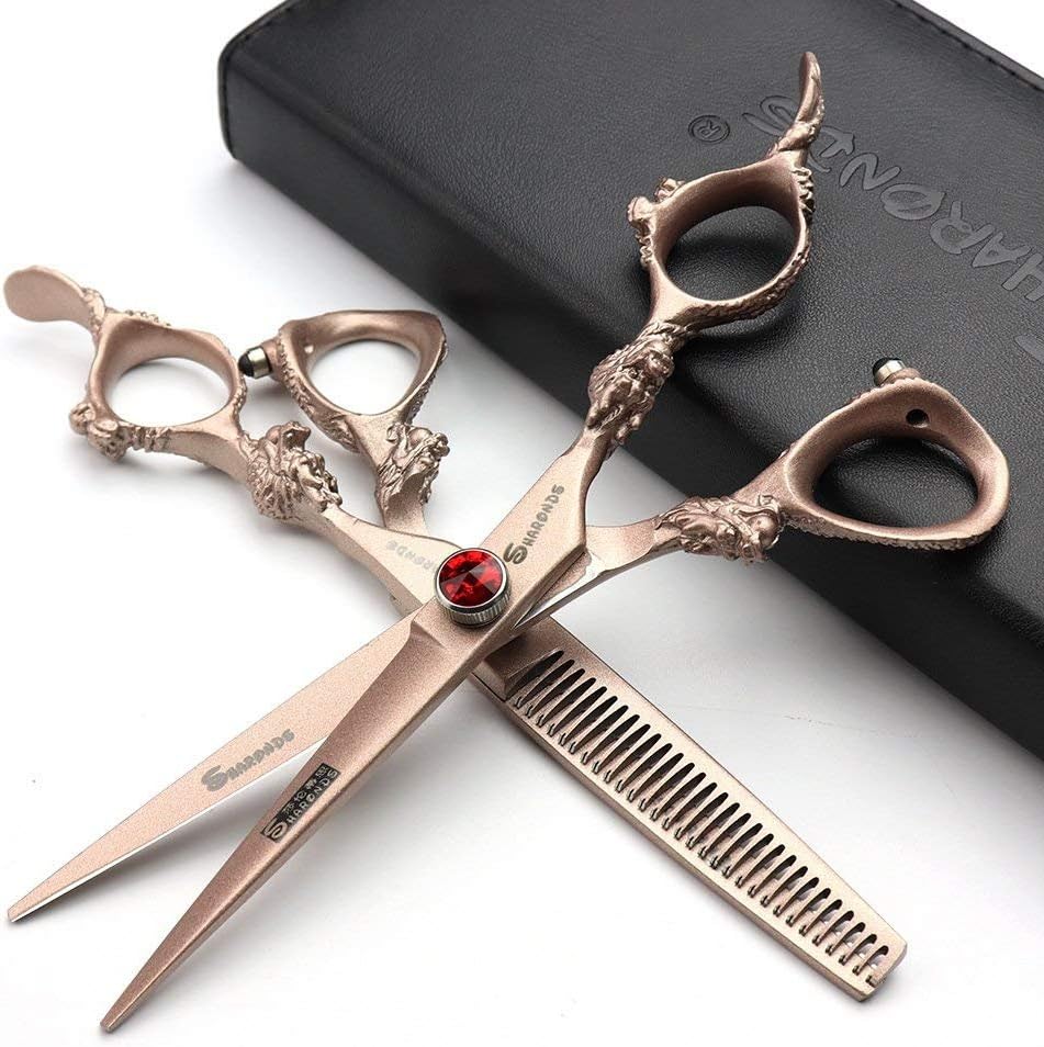 Hair Scissors 6/7/8/9-inch 440C High Hardness For Hairdressers Haircuts Cuttinging Scissors Professional Haircut(6 inch-2pc)