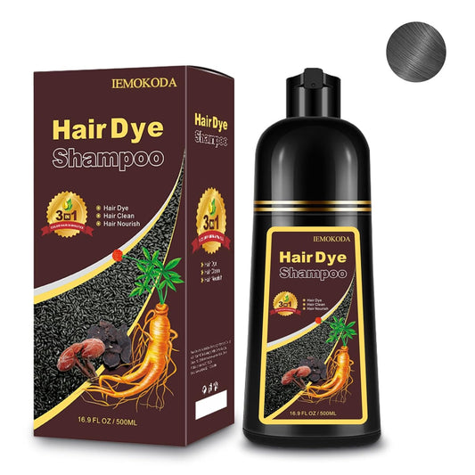 Silver Hair Dye Shampoo 3-in-1, Instant Natural Hair Color Treated Shampoo for Women Men Champu Para Canas Mujer Silver Gray, Lasting 3-4 Weeks & Easy to Use & All Hair Types & Root Touch Up, 500ml