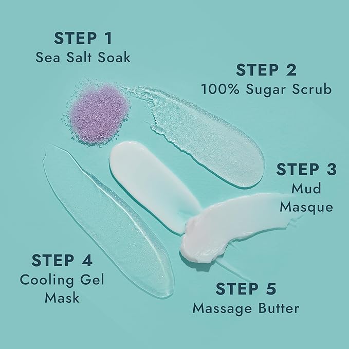 VOESH Pedi in a Box Glimmer - 2 Packs, Unicorn Peach, Pedi in a Box, Spa Pedicure Kit, Sparkly Pedicure, DIY Pedi, Foot Care, At-Home Pedi Products, Vegan Skincare