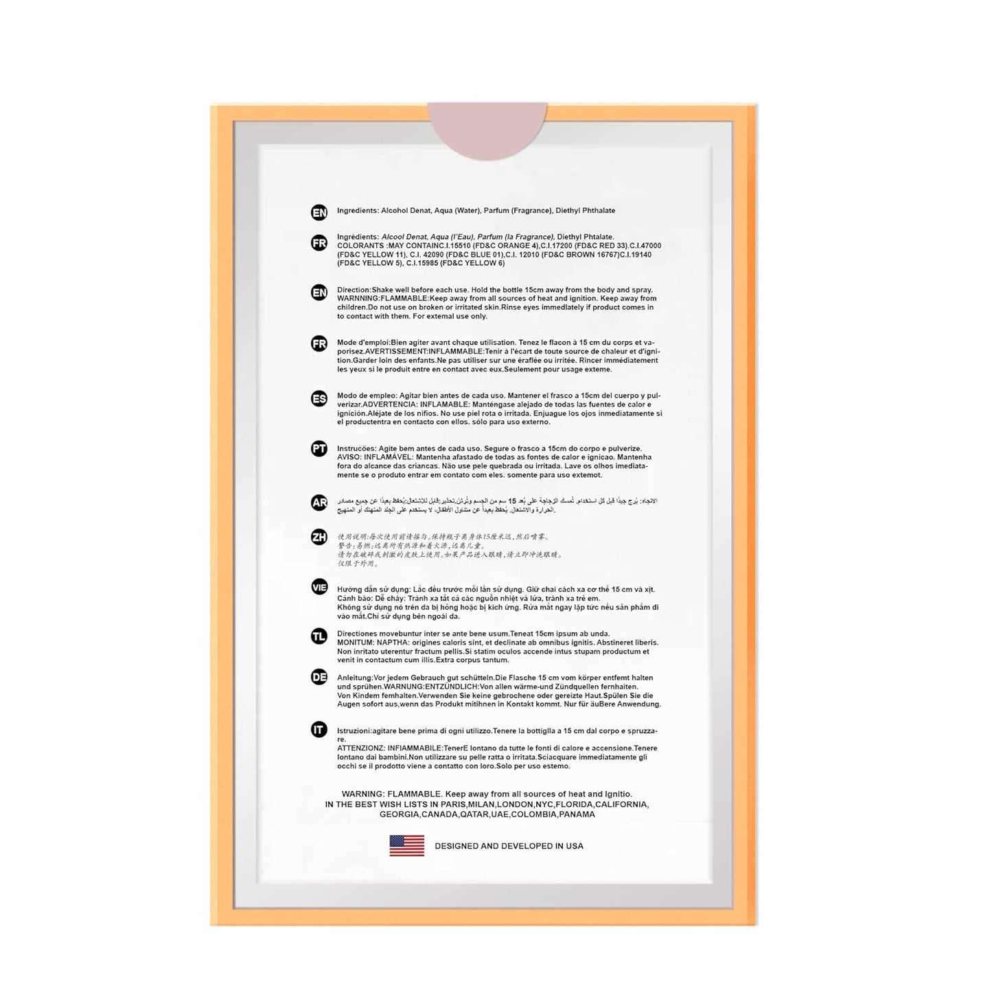 Hybrid & Company La Vida Bella Crystal For Women Eau De Parfum Natural Spray Vaporisateur 3.4 FL.OZ