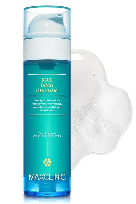 [K-Beauty] Blue Tansy Oil to Foam - All-in-One Korean Face Wash Oil Based Foaming Facial Cleanser - Excess Sebum & Oil Control - Makeup Deep Cleansing Oil for All Skin Types (3.88 fl oz)