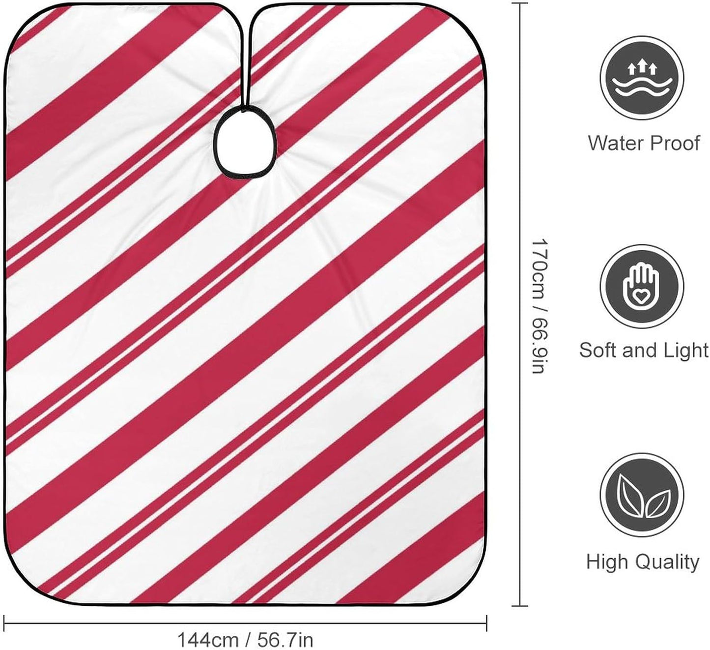 Supdreamc Professional Salon Cutting Barber Hairdressing Cape Haircut Apron Lightweight Hair Cut Cape Water Resistant Hair Cutting Cloak for Barbers, Candy Cane Red Stripes Art