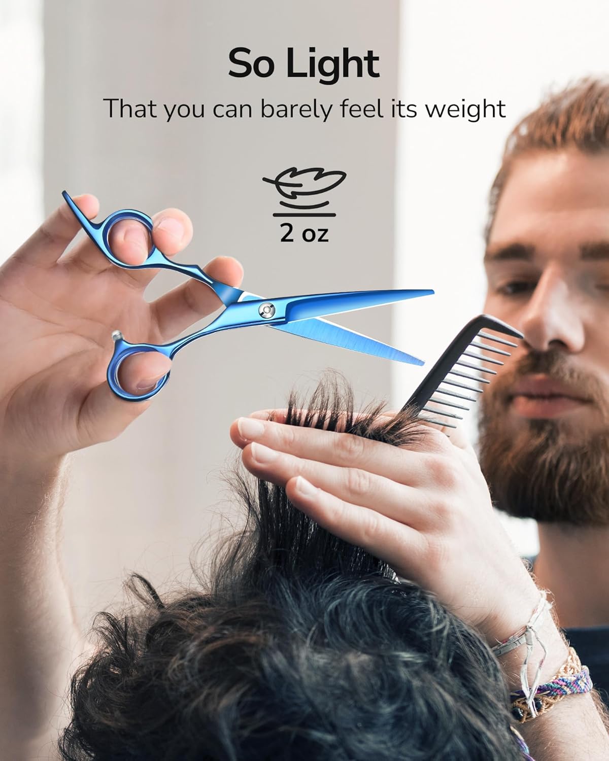 ULG Hair Cutting Scissors, Professional Hair Scissors 6.5 inch Right-Hand Razor Edge Barber Shears Salon Hair Cutting Shears Made of Japanese Stainless Steel, Hand Sharpened Navy