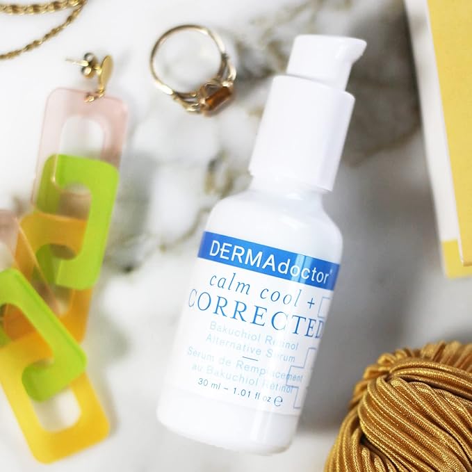 DERMAdoctor Calm Cool + Corrected Anti-Redness Cream & Bakuchiol Retinol Alternative Serum Bundle for Sensitive Skin