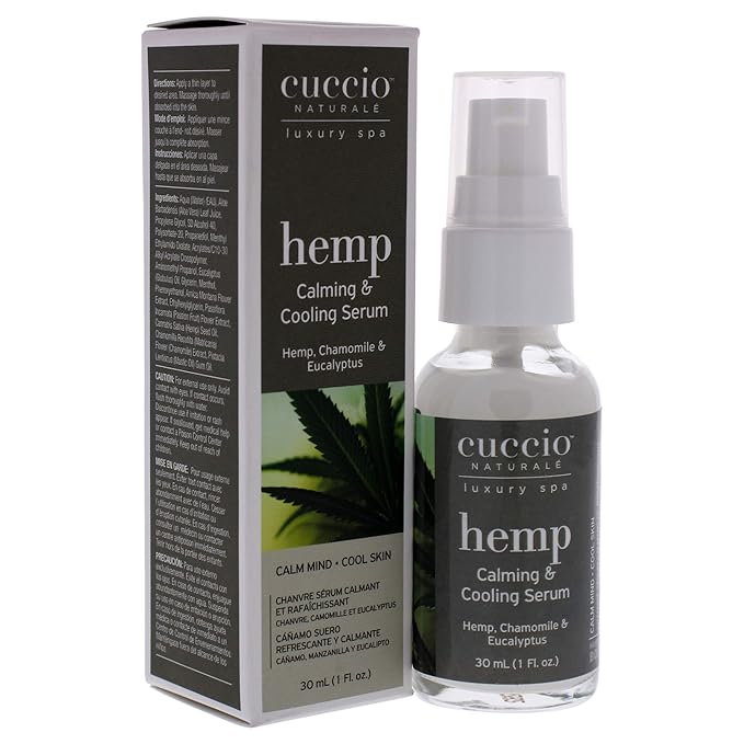 Cuccio Naturale Hemp Calming And Cooling Serum - With Chamomile And Eucalyptus - Use On Pressure Points To Relax The Mind - Relieves Tension And Stress - Fatty Acids To Increase Hydration - 1 Oz