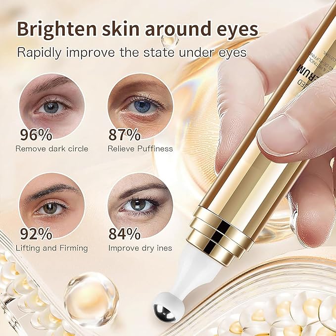 Advanced Caffeine Eye Serum 5% Eye Bag Reducer Under Eye Treatment for Dark Circles and Puffiness Eye Care Caffeine Solution Serum with 360° Massage Ball Reduce Eye Bags 0.5 fl oz