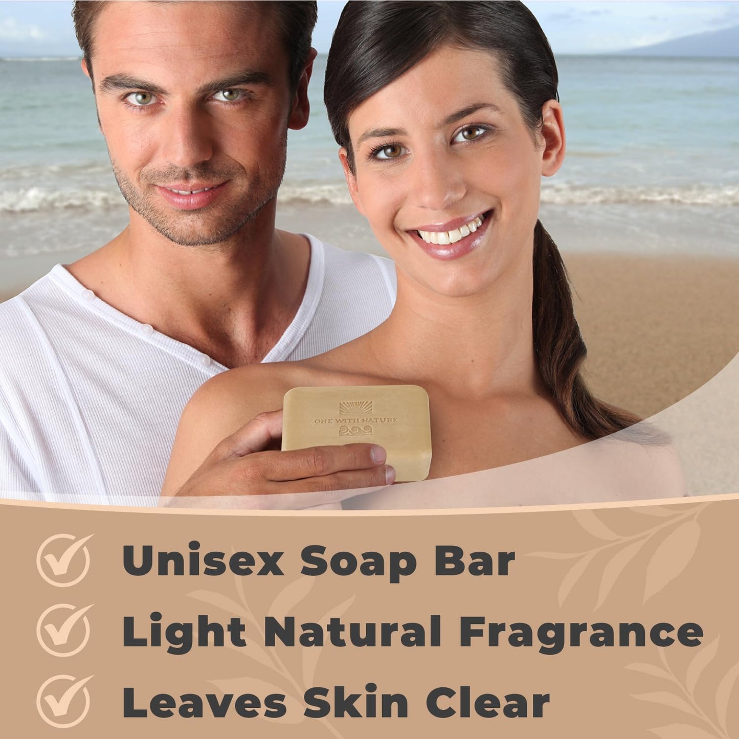 One With Nature Dead Sea Salt Shea Butter Soap 7oz 3-Pack – Purifying and Exfoliating Soap Bar with Dead Sea Minerals for Face & Body, for Men & Women