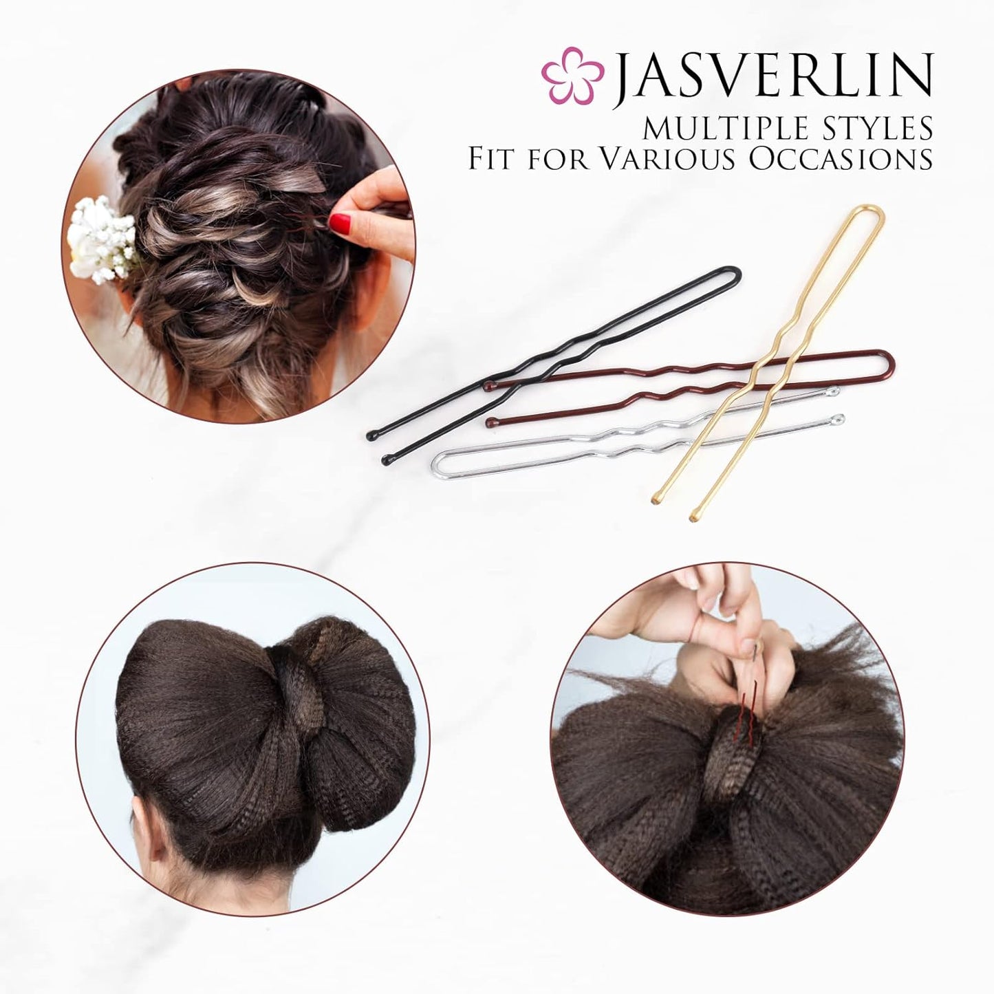 U Shaped Bobby Pins Hair Brown, Bun Hair Pins for Women Styling Long Large Metal Updo Ballet Dance Accessories 2.4 in