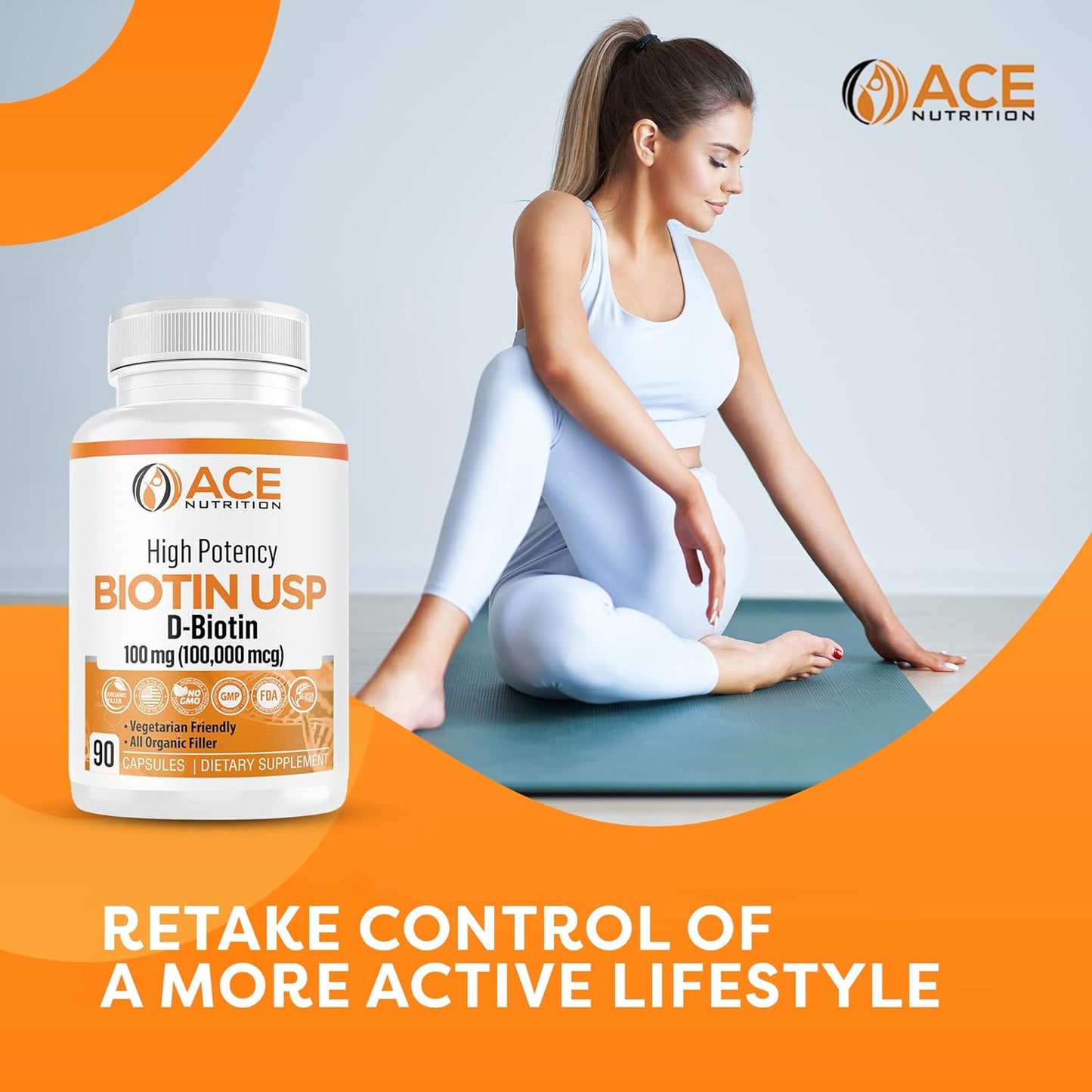 High Potency Biotin USP (D-Biotin) 100mg (100,000mcg) (3)