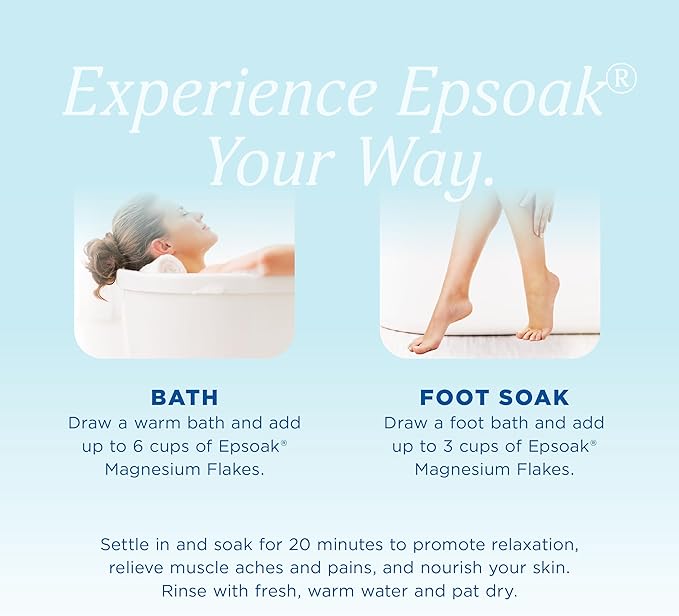 Epsoak Naturals Collection Magnesium Flakes for Foot Spa & Relaxing Bath, 4 lb, 100% Natural & Unscented Zechstein Magnesium Chloride