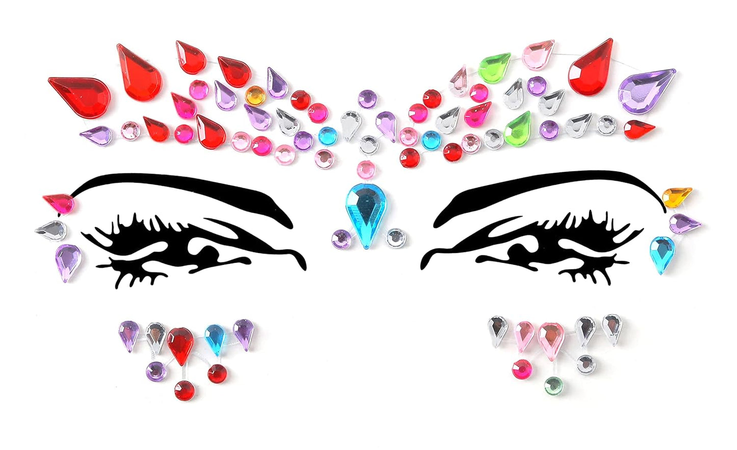 FACEGEM LONDON Face Gems Adhesive Glitter Jewel Tattoo Sticker Festival Gems Rave Party Body Make Up (60 PCS FACE GEMS)
