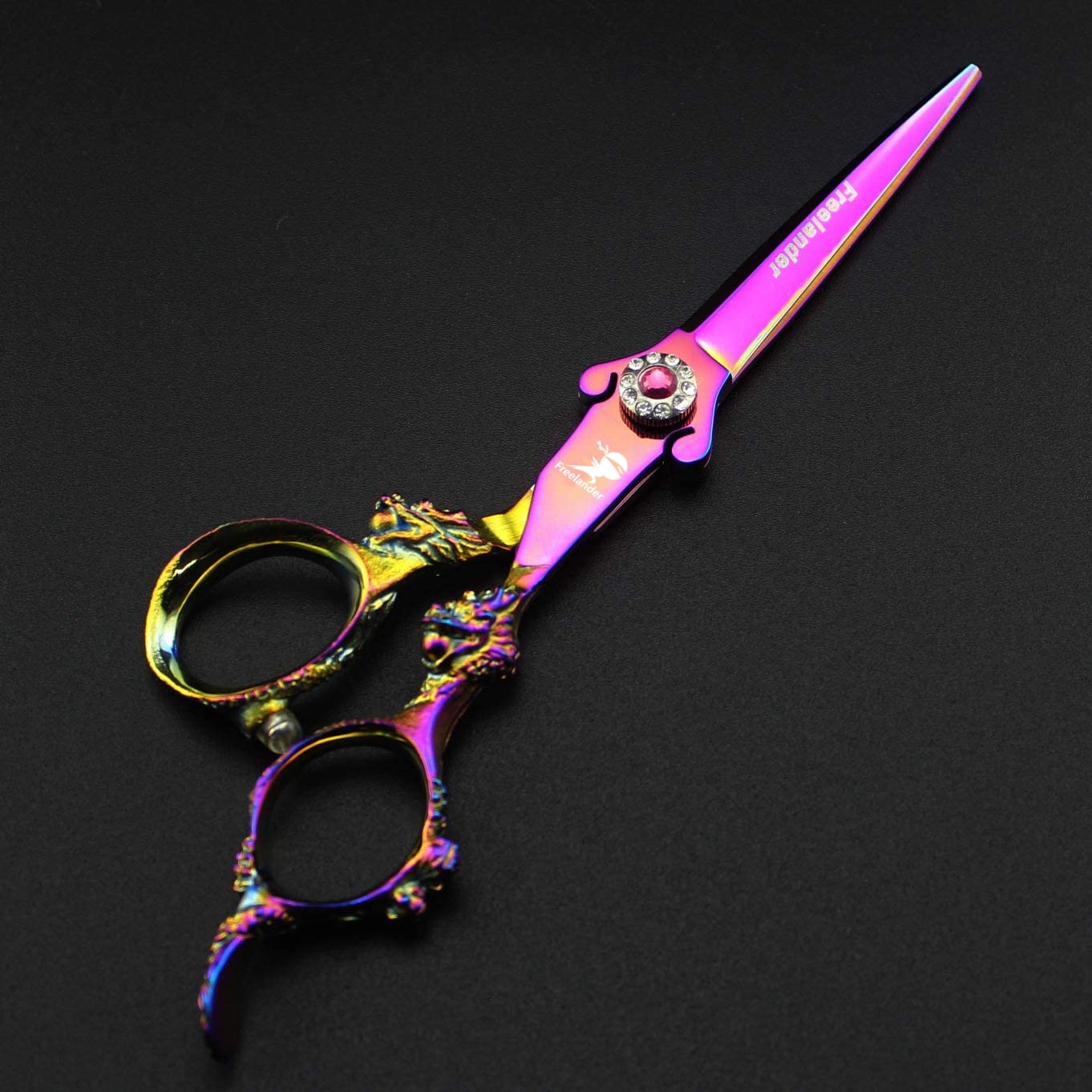 6.0" Professional Japan 440C Hair Cutting Shears - Salon Hair Blending/Thinning/Texturizing Scissor for Barber or Home Use A-rainbow