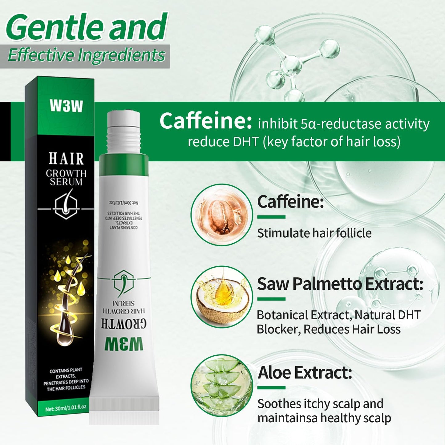 Hair Growth Serum, Orrenaturals Hair Revival Ampoule 3% Rosemary Hair Growth Serum Roll On 30ml Scalpy Hair Growth Oil for Hair Loss&Thinning