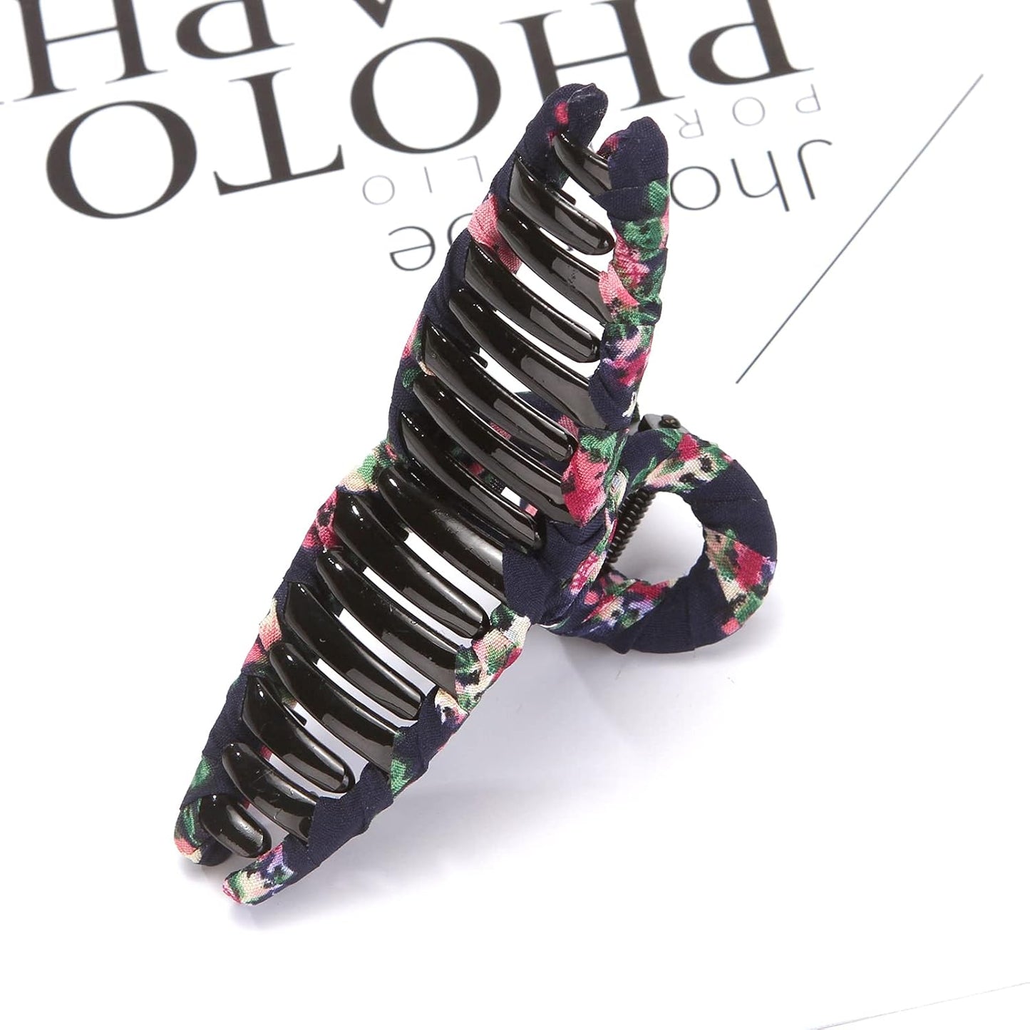 ONEYE Hair Claw Clips Nonslip Wrapped Cloth 4.3 Inch Large Hair Clips for Women Girls Floral Banana Hair Clip Strong Hold for Thin Hair Thick Hair Long Hair Fashion Hair Accessories with 4 Colors