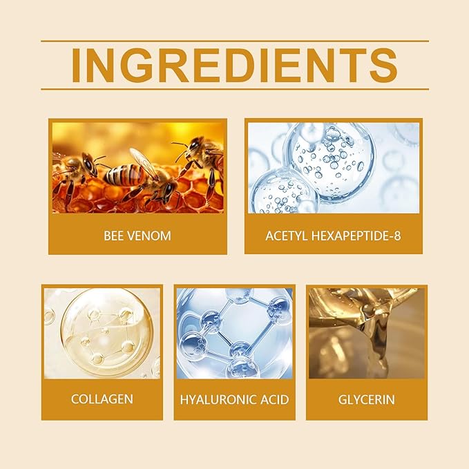Bee Venom Serum,Bee Venom For Face And Neck With Collagen, Wrinkle Removal And Firming, Moisturizing Lifting Natural Bee Venom For All Skin Types Bee Venom Essential Oil For Men And Women(2 PCS)
