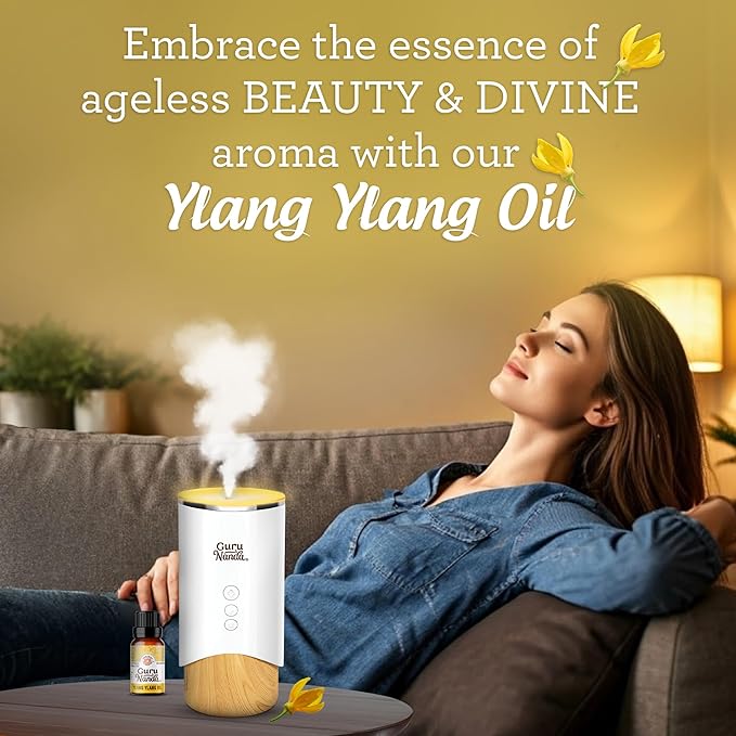 GuruNanda Ylang Ylang Essential Oil (10 ml) - 100% Pure, Natural and Undiluted Diffuser Oil for Aromatherapy, Massages & DIY Recipes