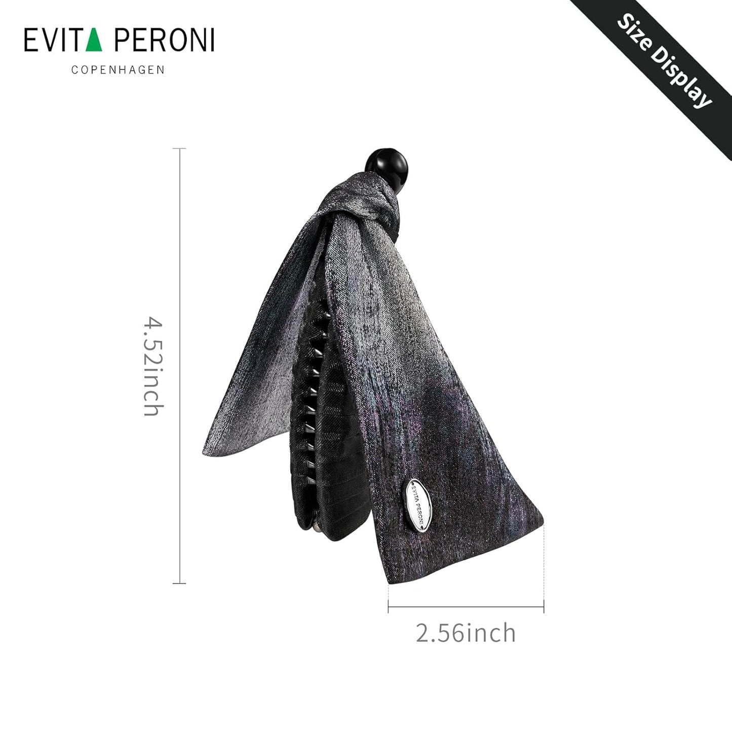 EVITA PERONI Banana Clip with Twistable Wings, Fabric Ponytail Holder Hair Clips for Thick Curly Hair Large Claw Clips Elegant Hair Accessories for Women, Silver Gray