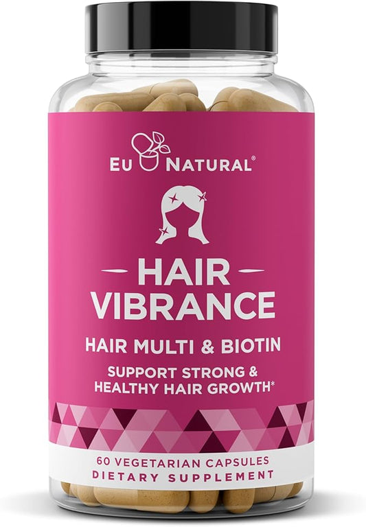 Vibrance Hair Growth Vitamins for Women – Grow Hair Faster, Healthier, and Stronger with Potent MultiBlend of Biotin & OptiMSM – Supports Thicker, Shinier Hair & Regrowth – 60 Vegetarian Soft Capsules