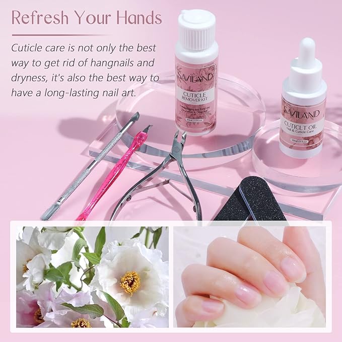Saviland Cuticle Remover and Cuticle Oil Kit and Liquid Latex for Nails