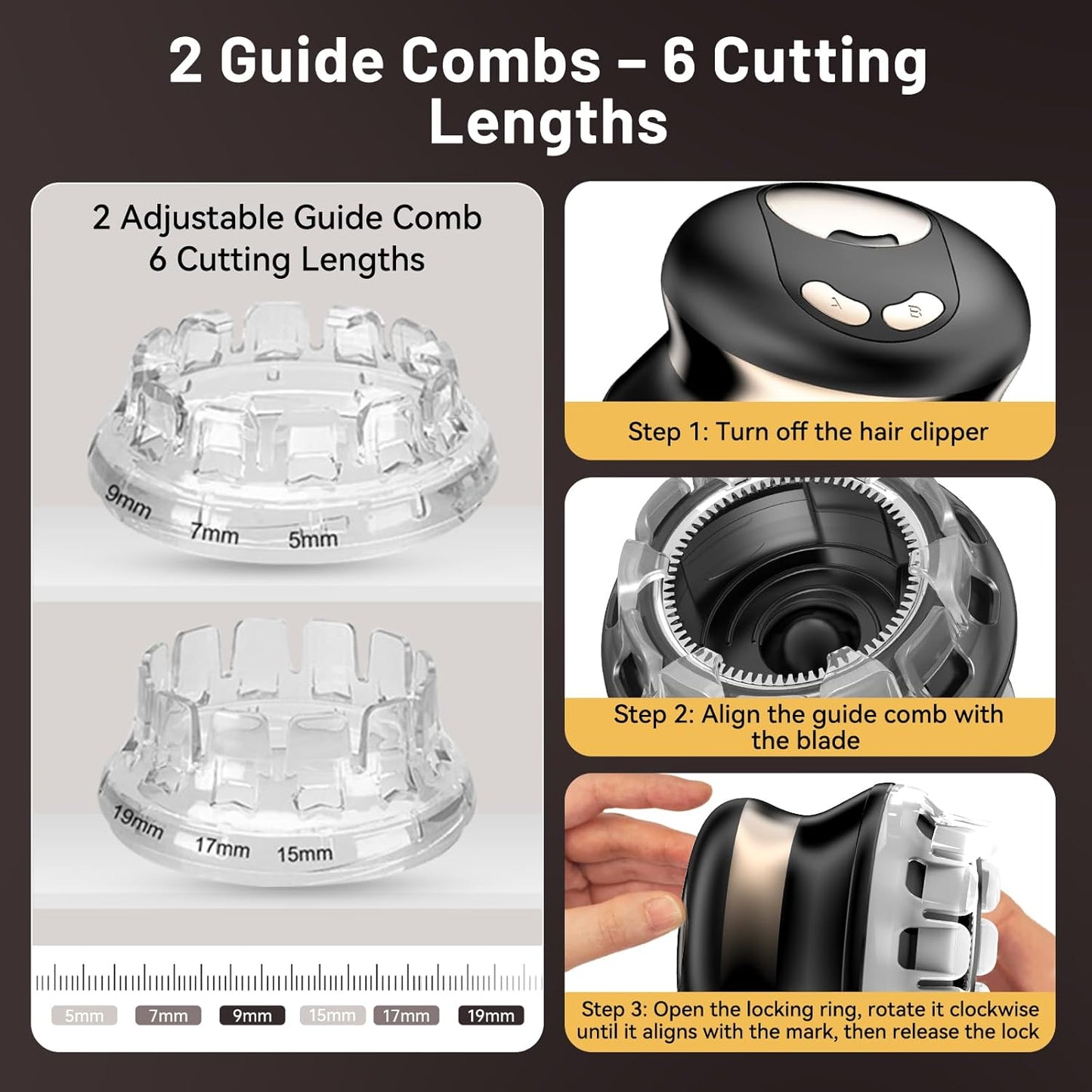 Self Haircut Kit for Men with Trimmer – DIY Clipper for Buzz Cut, Crew Cut, Flat Top – LED Display, Waterproof, USB Rechargeable, Home Use with 2 Guards