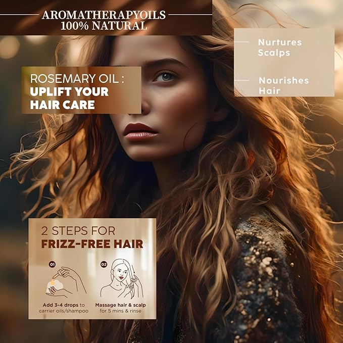 Rosemary Essential Oil for Hair Growth – 100% Pure Organic, Therapeutic Grade, Undiluted, USDA Certified, 10ml for Diffuser, Skin, Nails, Scalp Massage