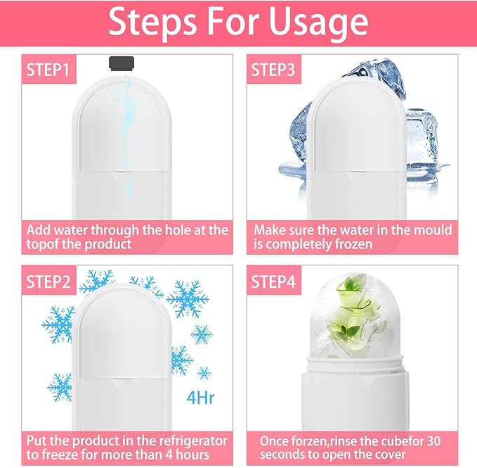 KOGITI Ice Roller & Mold for Face & Eye Puffiness Relief, Beauty Facial Ice Cube Holder (New-White)