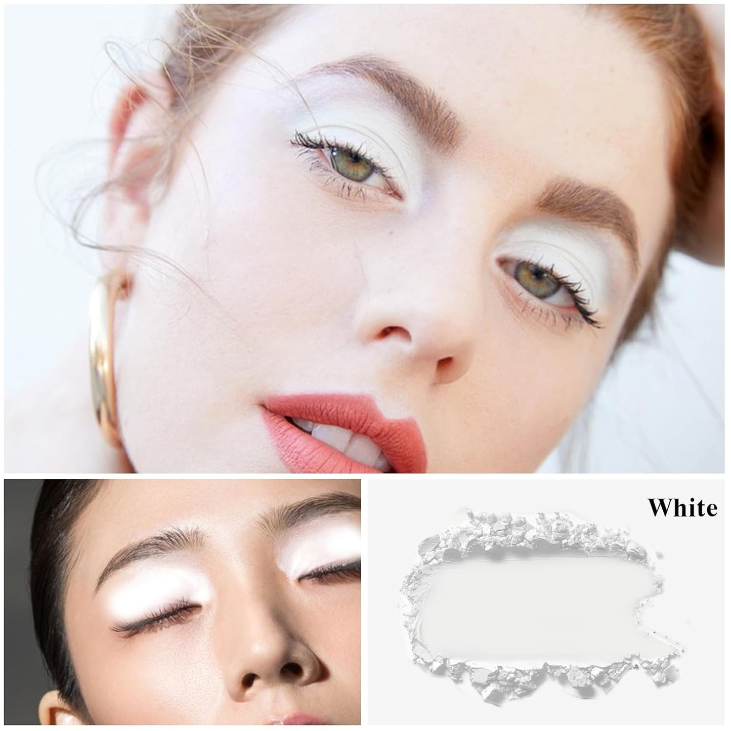 MEICOLY White Single Eyeshadow with Mirror,Matte Eye Shadow for Halloween Makeup,Pressed Powder Eyeshadow,Matte Shade Eyelid Color Eye Makeup for Women Girls,High Pigment,Long Wear,Waterproof,Natural