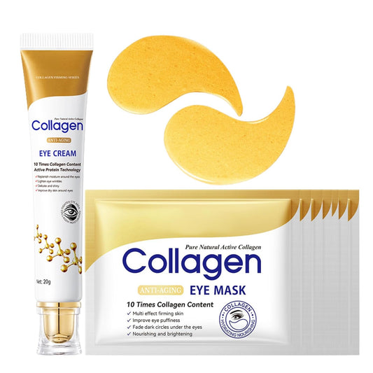 Collagen Eye Cream Anti Aging & 7PCS Eye Masks - eye Cream for Puffiness and Bags Under Eyes - Under eye cream for Da-rk Cir-cl-es - Nourishing & Firming Eye Mask - Eye Bags Treatment for Women
