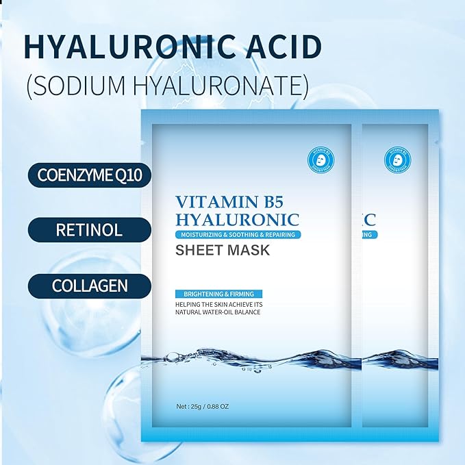 Moisturizing Face Mask Hydrating Face Mask Skin Care Facial Masks Sheets Hyaluronic Acid Sheet Pack With Vitamin B5 Sheet Masks for Women Face Masks Beauty Sheet Masks Hydration Gifts 10 Packs