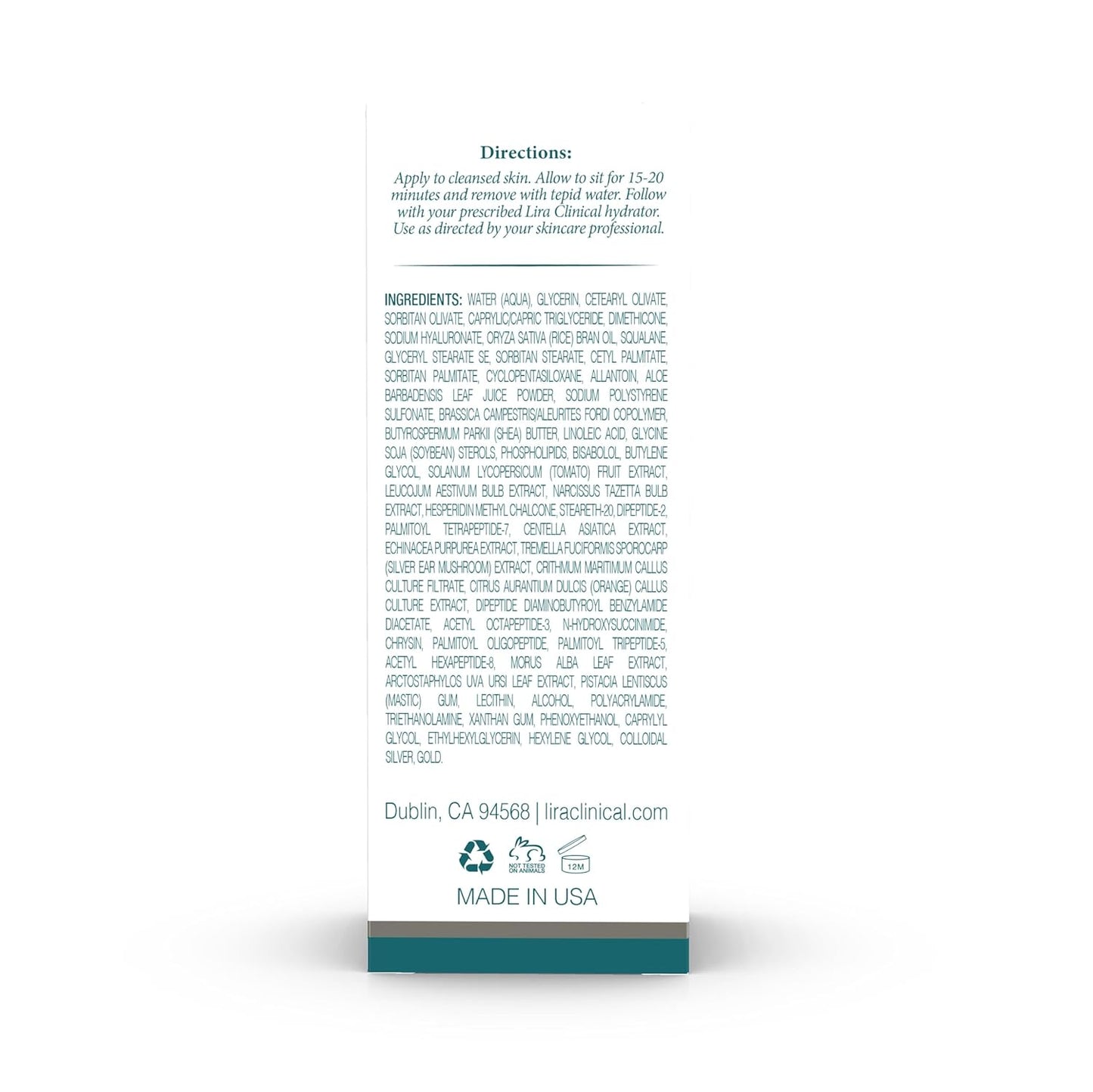 Lira Clinical BIO Hydrating Mineral Masque - Intense Nourishing Mineral Facial Mask with Hyaluronic Acid, Vitamin C & Green Tea - Anti-acne, Anti-Aging For All Skin Types - 2 fl oz