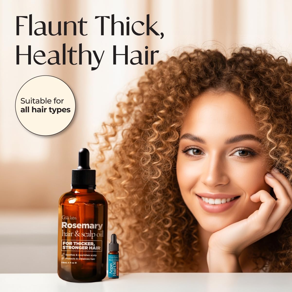 Gya Labs Rosemary & Castor Hair Oil - 4 Fl Oz - for Scalp Health, Strengthens & Protection from Damage