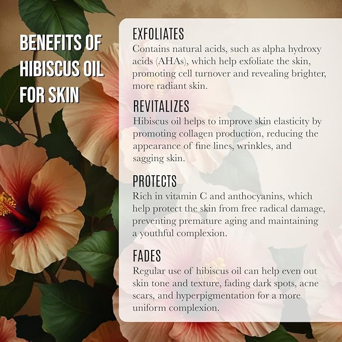 Virgin Organic HIBISCUS SEED OIL | Unrefined Cold Pressed 100 Percent Pure | Large 4 fl oz bottle | All Natural Anti Aging and Hair Growth oil